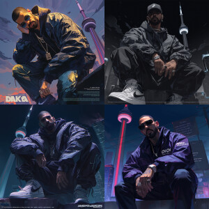 "The rapper Drake realistic face wearing Nike outfit in realist...