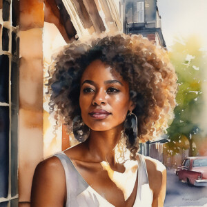 3-D image of a beautiful light skin, African-American woman she...