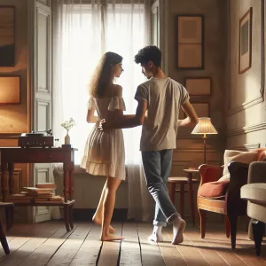 Home alone two  older kid girlfriend dancing