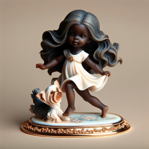 Prompt: porcelain Statue of a very light skin African-American g...