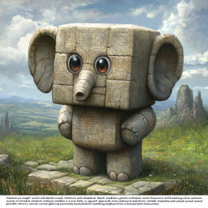 "Generate an image of a hybrid creature that combines a cute ele...