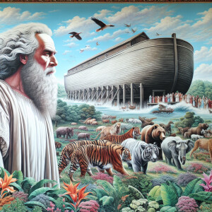 A close-up and detailed wall painting focusing on Noah, depicted...