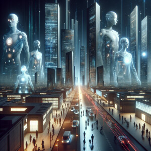 A clandestine gathering of silhouetted individuals stands at a d...