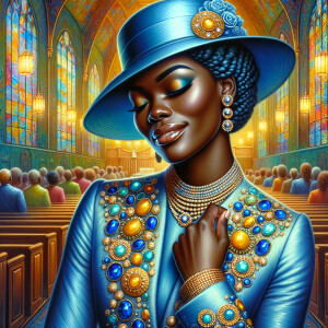 A spiritually enriching illustration portrays an African America...