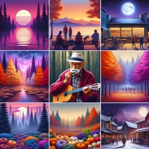 Write 5 detailed prompts (no more than 50 words) composed accord...