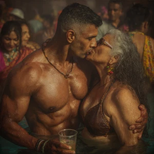 Hyperrealism, photo painting .a indian criminal sweaty muscular...