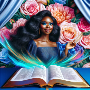 Create an image of an ultra-light-skinned African-American woman...