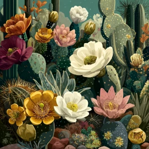Cacti flowers and desert blooms