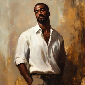 Generate a portrait of an attractive African American man standi...