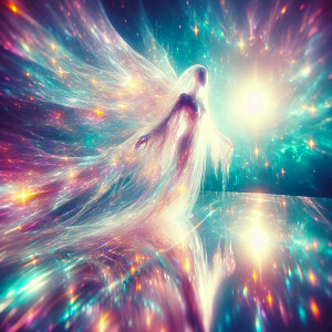 A shimmering ethereal apparition, exuding an otherworldly aura o...
