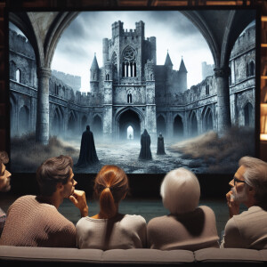 2 guys and 2 girls are looking at the screen. Which depicts the...