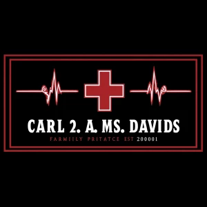 Design a professional medical sign with a black background, acce...
