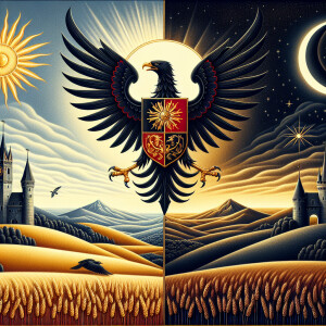 picture based on coat of arms of Transilvania, daylight sky on l...