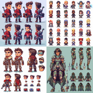 Video game character sheet design 2D professional perfect qualit...