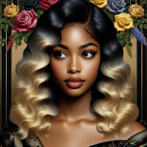 Create a vertical 3-D portrait of a light-skinned African-Americ...