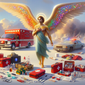 Create a realistic 3D oil painting depicting a scene of emergenc...