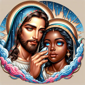 Ensure that the image distinctly represents both Jesus Christ an...