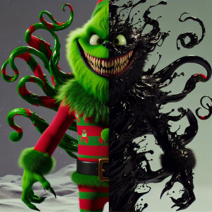 Imagine the Grinch infused with the sinister power of a Venom sy...