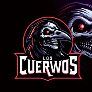 Create a logo with a menacing skeleton as the centerpiece, using...