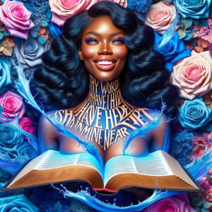 Create an image of an ultra-light-skinned African-American woman...