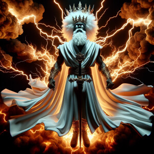 Bright light raining down. A striking figure, the Black Christ s...