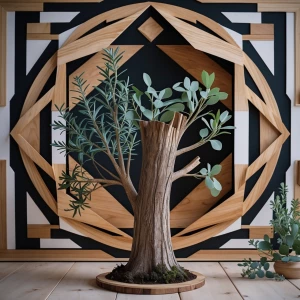 Tronco chico como maceta para poner encima de mesa. colgante. Co...