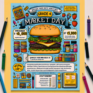 Create a Market Day flyer for Grade 4 featuring:

- A crisp, whi...