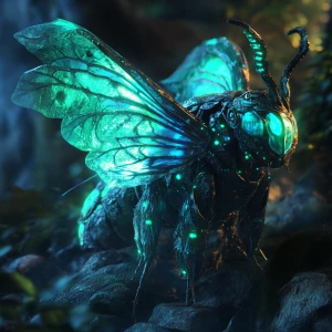 In the dimly-lit depths of an alien world, a mesmerizingly enigm...