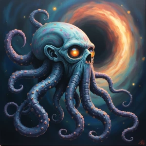 A mesmerizingly eerie wormhole navigator exudes an aura of mysti...