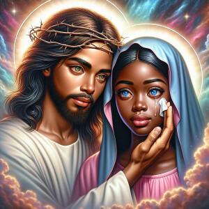 Ensure that the image distinctly represents both Jesus Christ an...