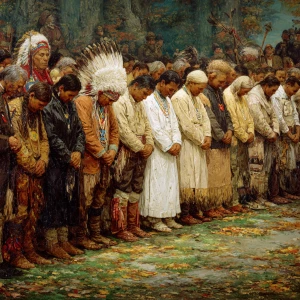 Christians, Muslims, Jews, and Native Americans praying together...
