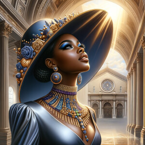 Create an airbrush oil painting of an African American woman wit...
