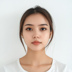 A 23-year-old Singaporean woman with a cute and sassy expression...