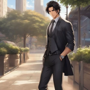 A extremely handsome man with dark hair about 25 who is tall, ta...