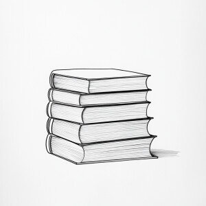 Develop a minimalist black outline illustration of a neatly arra...