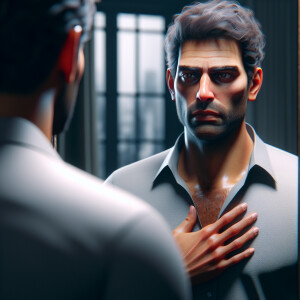 The man in the mirror can't look at me because he's guilty, ultr...