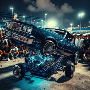 Midnight blue 1984 Cutlass Supreme transformed into a lowrider w...