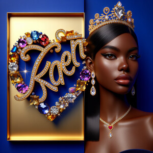 VCraft a 3-D image showcasing the name 'KAREN' in a luxurious go...