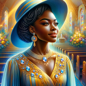 A spiritually enriching illustration portrays an African America...