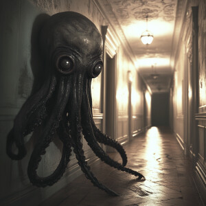 Photorealistic image, super creepy background image, halloweenha...