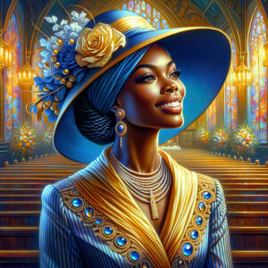 A spiritually enriching illustration portrays an African America...