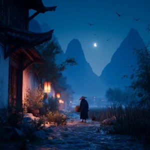 make an image a dreamy village in asia