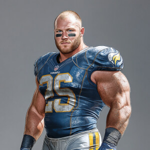 Create a whole body portrait image of Cooper Kupp a  now fat obe...