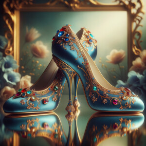 Imagine a pair of enchanting shoes, each a mirror image of the o...