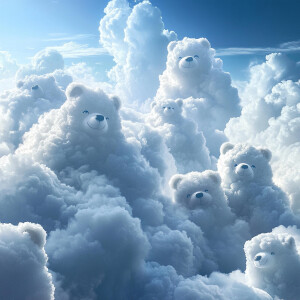 A photo of the epic clouds, with cute bear faces carved into the...