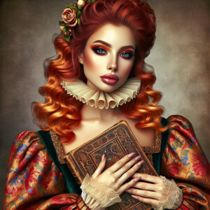 Prompt: Create an airbrushed style image of an woman dressed as...