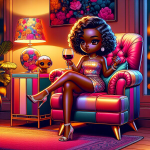 Airbrush style: A luxurious living g room with a colorful reclin...