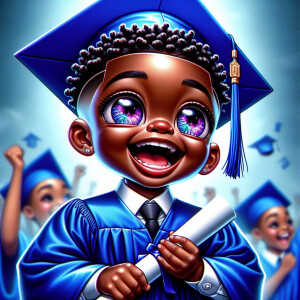 Create a realistic airbrushed illustration of a joyful African A...