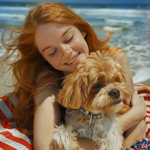 Photorealistic high resolution image. Light ginger haired woman...