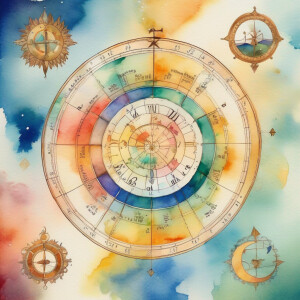 Astrological chart with accurately drawn zodiac symbols with hou...